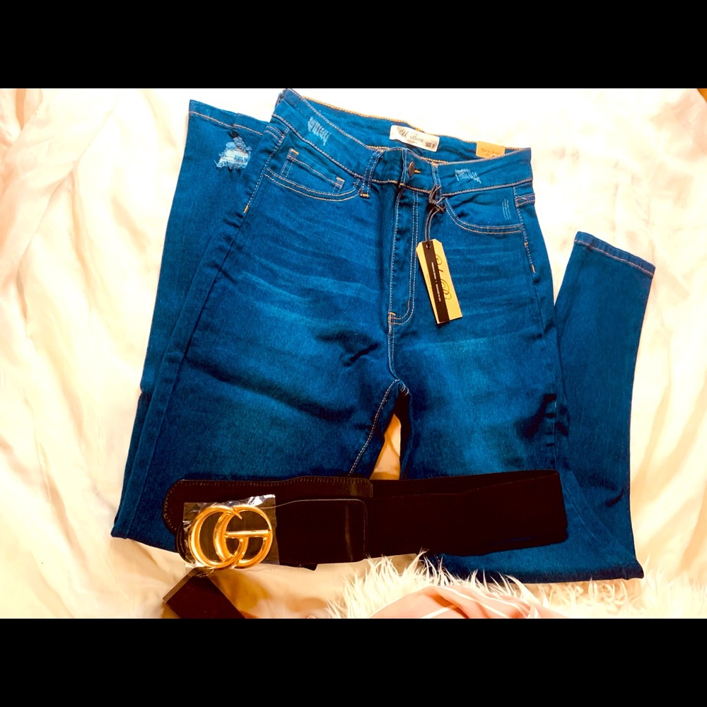 Button Up skinny Jeans bottom distressed